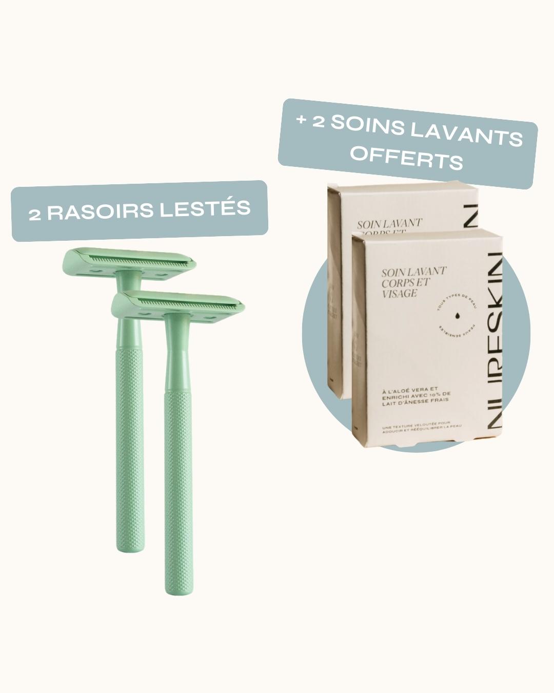 Black Friday 25⎜2 rasoirs lestés + 2 soins lavants offerts
